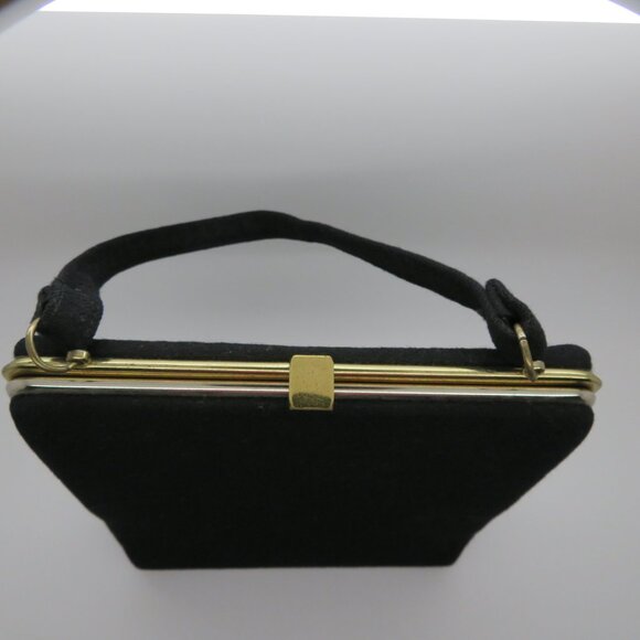 Vintage Handheld Black Wool Purse Bag L&M Spot Lite Exclusive Evening Top Handle - Picture 12 of 12